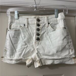 Mudd High Waist Cream Denim Shorts